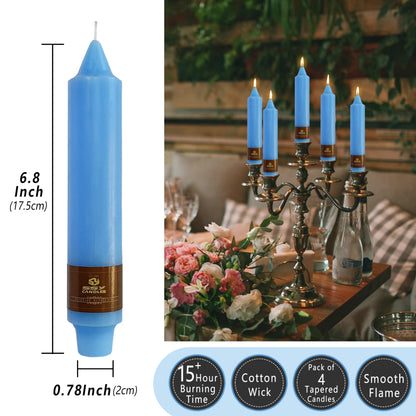 Taper Candle Odorless Candle Blue Candlesticks 7 INCH Short Candle Sticks Unscented Candles Smokeless Candles for Dinner Home Décor Weddings Festive Seasons Holiday