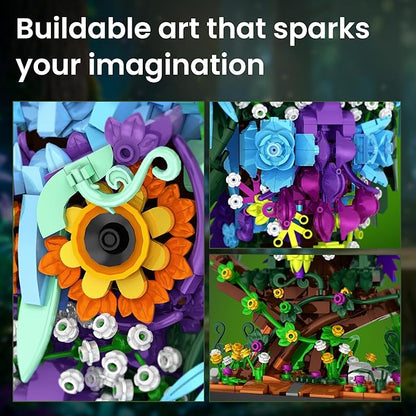 JOJO&ampPeach Floral Owl Toy Building Sets for Girls MOC Flower &amp Animal Collectible Home Decor and Office Art Christmas Birthday Gifts Toys for Women Adults and Teens Age 8 10 12 14+ (1193 Pie