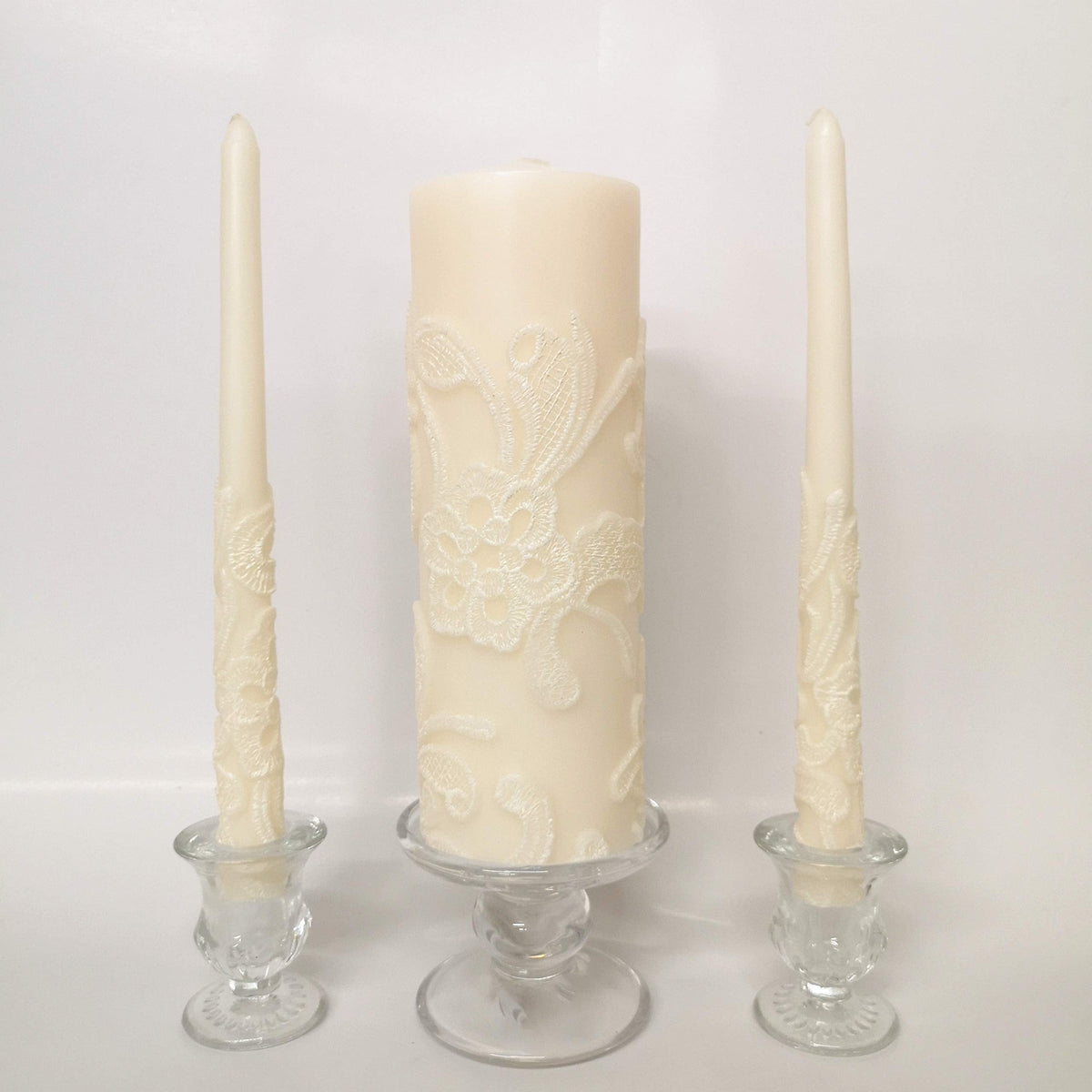 Hosley Gold Metal Unity Candle and Holder Set for Wedding, 11.50 Inch High Cream Wedding Unity Candle Set Includes 1 Pillar and 2 Taper Candles