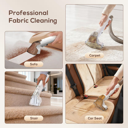 Portable Carpet & Upholstery Cleaner Machine, 15Kpa Strong Suction & Handheld Spot Cleaner Machine for Couch, Sofa, Car, Pet Stains, Furniture Cleaner with Cleaner Solution and Self-Cleaning System