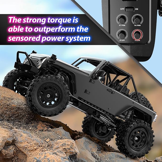 HYPER GO H12Y 1/12 Brushless 4X4 RC Rock Crawlers for Adults Metal Case Waterproof 4WD Off-Road RC Rock Trucks with Portal Axles All Terrain RC Cars with 2 Battery