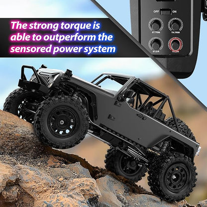 HYPER GO H12Y 1/12 Brushless 4X4 RC Rock Crawlers for Adults Metal Case Waterproof 4WD Off-Road RC Rock Trucks with Portal Axles All Terrain RC Cars with 2 Battery
