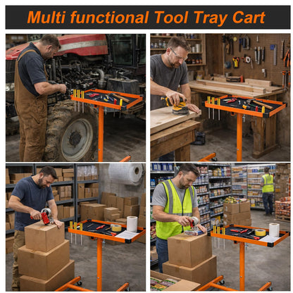A A IN Mechanics Rolling Work Table, Adjustable Mobile Tray Table for Shop, Garage, DIY Tool Tray Cable with Wheels 250 lbs Capacity
