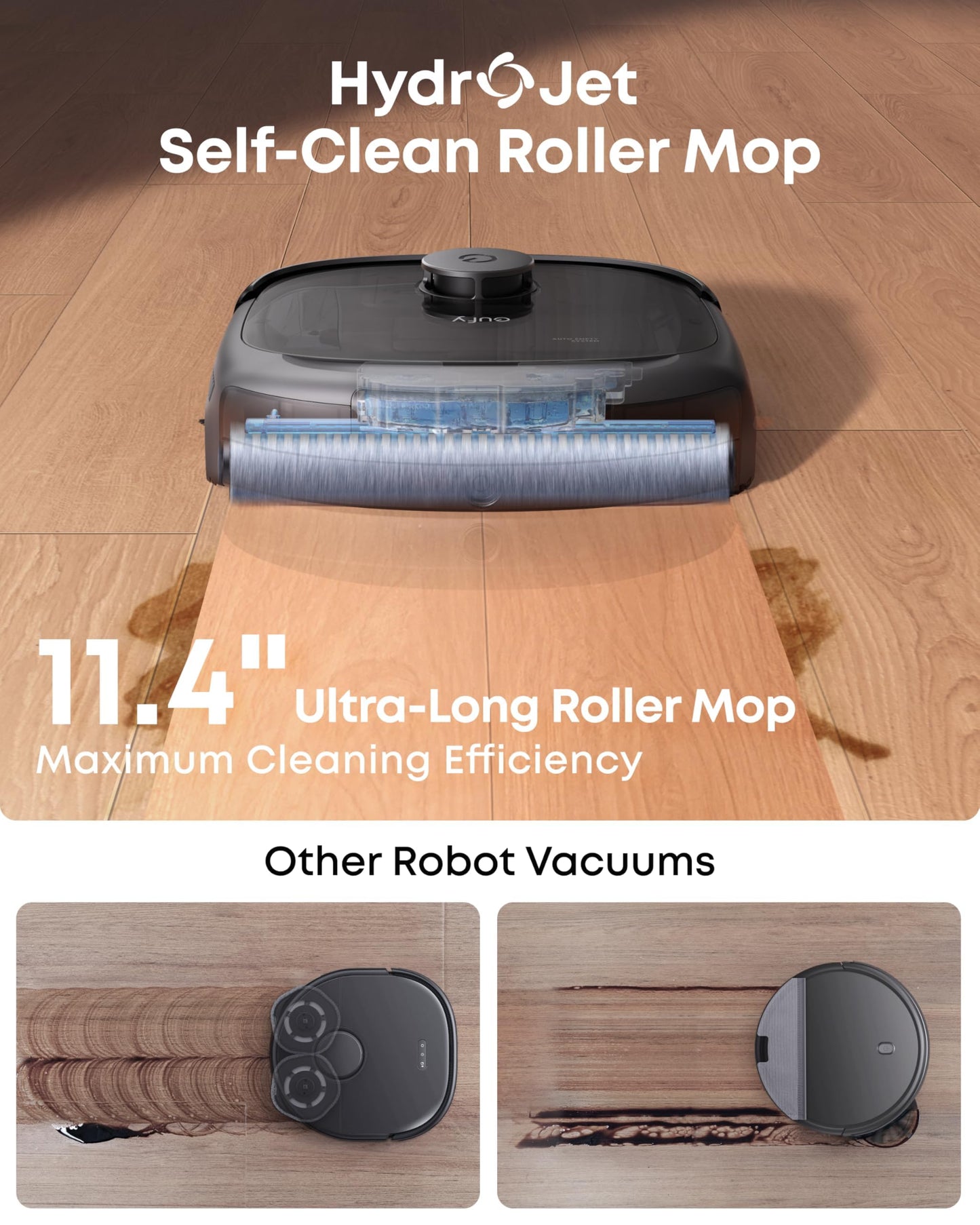 eufy Robot Vacuum E25, 20,000 Pa Suction,HydroJet Always-Clean Roller Mop, All-in-One Robot Vacuum and Mop Combo, Edge-to-Corner Cleaning, Zero-Tangle Design, AI Obstacle Avoidance (Upgraded)