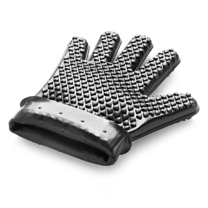 New Star Foodservice Commercial Grade Silicone Oven Mitts, Black Set of 2, Heat Resistant Waterproof Kitchen Gloves, Textured Non-Slip Grip, Oven, Grill, Baking, and Cooking Mitts
