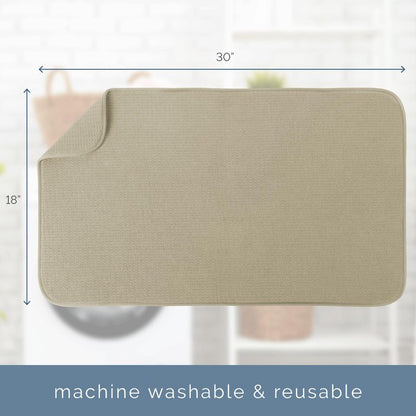 S&T INC. Dish Drying Mat Jumbo, 18” x 30”, Absorbent Microfiber Kitchen Counter Mat, Dish Drying Pad for Dishes, Utensils, Pots and Pans, Jumbo, Pure Cashmere