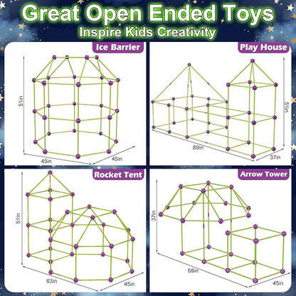 V-Opitos 180 Pack Glow in The Dart Fort Building Kits for Kids Age 4 5 6 7 8+ Years Old STEM Building Toys for DIY Castles Tunnels Ideal Christmas Birthday Gifts for Boys &amp Girls