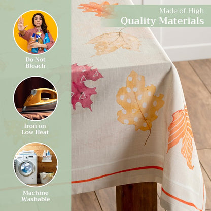 Maison d' Hermine Table Cloth Rectangle Table 100% Cotton 60 x 108 Inches Fall Tablecloth Reusable Everyday Use for Thanksgiving Christmas Decorations Dining Farmhouse Party (Colours of Autumn)