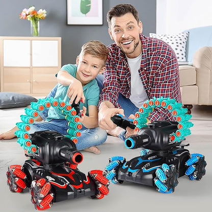 BOKSYUR Rc Car Shoot SoftBulletFits for NerfRc Tank That ShootsBattle ANK with Remote Control Tank That Shoots Foam Darts-Stunts16Foam Darts- Birthday Presents ForKids 7 8 9 10 11 Year Old（red）