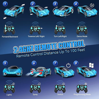 Remote Control CarRC Cars Boys Toys for 6 7 8 9 10 11 12 Year Old 2.4GHz 360° Rotate RC Cars with Cool Lights Music &amp Spray Effects Cool Birthday for Kids &amp Boys 6-12