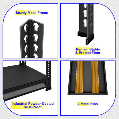 SDXYSTCE 40" W Garage Shelving Heavy Duty, 1600 Lbs Loads Garage Storage Shelves Heavy Duty, 4-Tier Metal Shelving Units and Storage for Basement, Retiple Tanks,40" Wx16 Dx72 H, Black