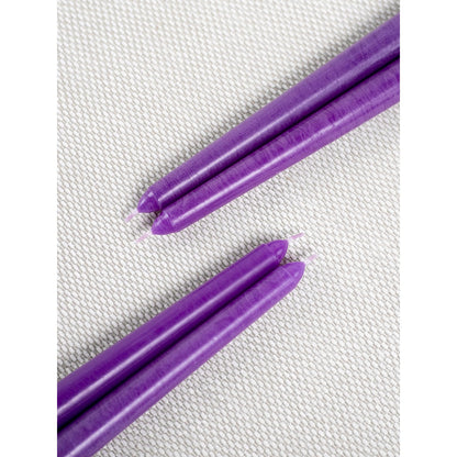 CANDWAX Purple 12 inch Taper Candles Pack of 4 - Unscented Smokeless Dripless Long Burning Christmas Tapered Candle Sticks - Perfect as Christmas Candle Sticks for Home Decor - Purple Taper Candles