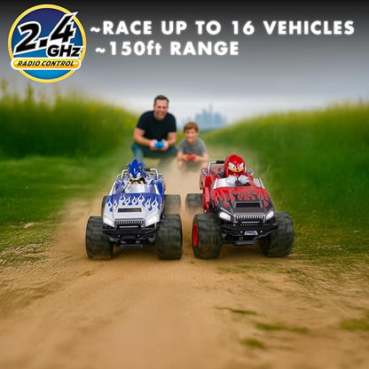 NKOK RC Sonic Racing CrossWorlds Monster Truck Knuckles Ready-to-Run 2.4GHz Remote Control Turbo Boost Wheelie &amp Donut Action All-Terrain Off-Road Ages 6+ Fun Gift for Kids Toy Award Winn