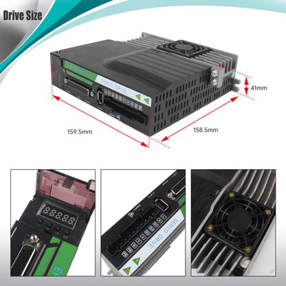 XUNKUNER AC Servo Motor Kit, AC220V 3000rpm L3000 17-bit Encoder RS485 Servo Motor Driver Controller Kit for CNC(750W Without Brake)