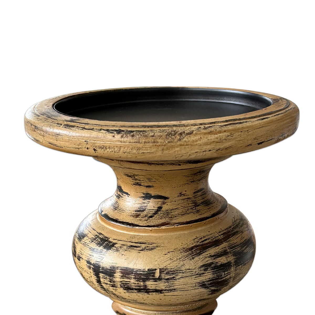 SOFE Antique Wood Pillar Candle Holders, Rustic Farmhouse Large Candle Holder, Wide Pedestal Candle Holders, Perfect for Dining Room, Living Room, Coffee Table Decorative