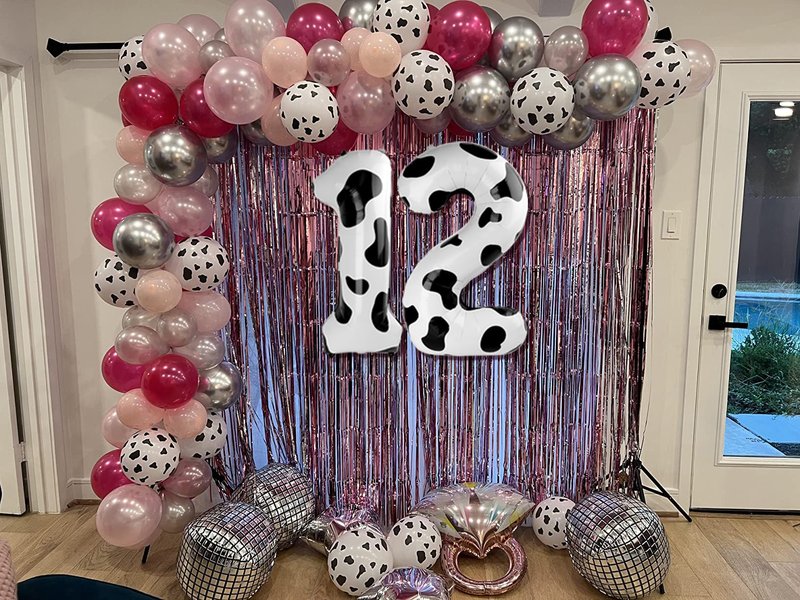 Cow Print 5 Balloon, Number Balloon 40 Inch Cow Print Party Supplies Farm Animal Balloons, 5th Birthday Balloon Decorations, 5 Number Balloons, Number 5 Balloon