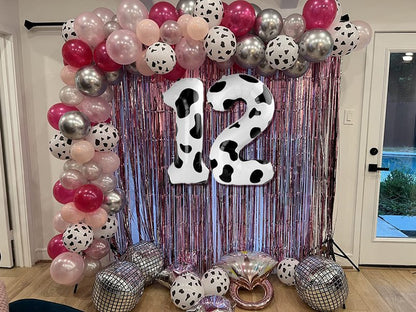 Cow Print Number 10 Balloon 40 inch, 10 Number Balloons, 10th Cow Farm Barnyard theme Birthday Decorations for Girls Boys Kids, 10 Year Old Party Supplies