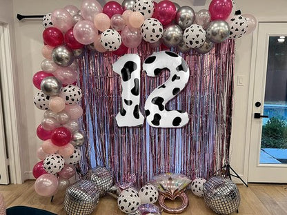 Cow Print Number 17 Balloon 40 inch, 17 Number Balloons, 17th Cow Farm Barnyard theme Birthday Decorations for Girls Boys Kids, 17 Year Old Party Supplies