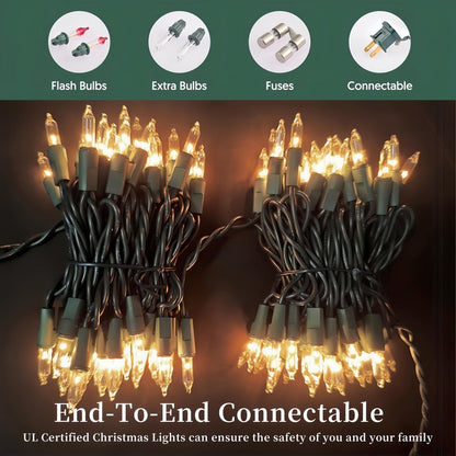 Christmas Lights Clear White 100 Count Incandescent String Light UL Certified Connectable 21feet Christmas Tree Lights for Indoor Outdoor Wedding Christmas Decorations Valentines Day Decor Green Wire