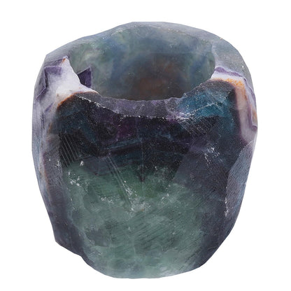 rockcloud Natural Raw Flourite Taper Tea Light Candle Holder Air Plant Holder Healing Stone Home Decoration Figurine