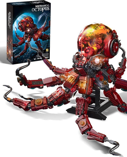 Mechanical Octopus Building Sets with Light Ocean Animal Building Kits for Adults Compatible with Lego Octopus 882PCS STEM Toy for Teens Boys &amp Girls 8-16