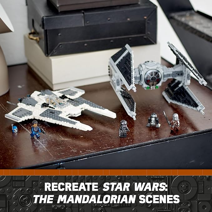 LEGO Star Wars Mandalorian Fang Fighter vs. TIE Interceptor 75348 Building Toy Set Perfect Star Wars Gift for Fans Aged 9 and Up with 3 Characters Including The Mandalorian