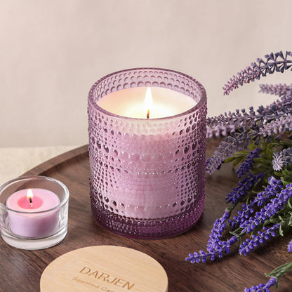 DARJEN Lavender Candles for Home- 10oz 68H Natural Soy Wax Aromatherapy Jar Candle with Strong Scent, Decorative Aesthetic Candles for Relax, Bedside, Laundry Room, Luxury Gift for Women