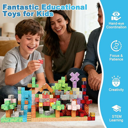 200PCS Magnetic Blocks Building Blocks for Kids Magnetic Tiles Build World Set Magnetic Cubes Toys Games Christmas Birthday Gifts for Boys Girls Ages 4 5 6 7 8 10