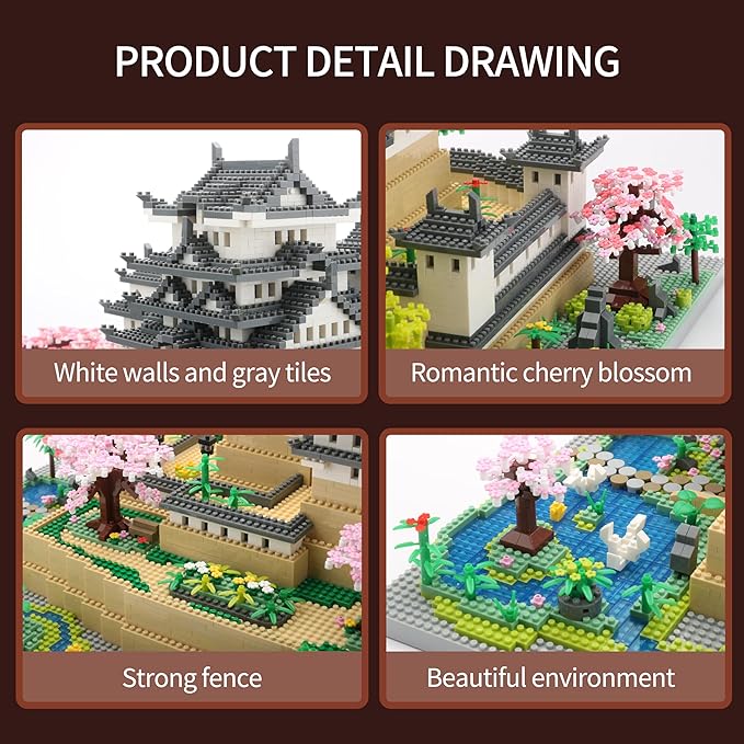 Japan Himeji Castle Miniature Building Blocks Model 10080 Pieces Architectural Landmark Collection Building Sets Gift Model Kit for Adults