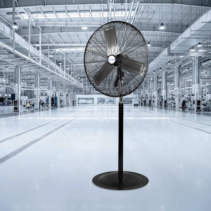 BILT HARD 6450 CFM 24" High Velocity Pedestal Oscillating Fan, 3-Speed Adjustable Height Industrial Floor Fan with Aluminum Blades, Metal Shop Fan for Commercial, and Garage