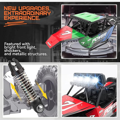 BEZGAR TB141 RC Cars-1:14 Scale Remote Control Car 2WD High Speed 20 Km/h Electric Toy Off Road RC Car Vehicle Truck Crawler with LED Headlight and Two Rechargeable Batteries for Kids and Adults
