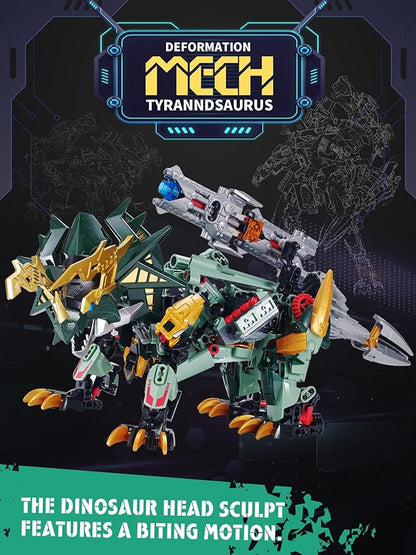2 in 1 Triceratops Mech Building Blocks SetsDinosaurs Transform Robot Building ToysDinosaurs Mecha Building Kits Robotics Model for Boys Adult Age 8-14 (Triceratops)