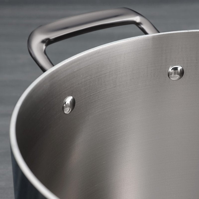 Tramontina Tri-Ply Clad Stainless Steel 8-Quart Stock Pot with Glass Lid, Induction-Ready Pasta Pot, Dishwasher-Safe, NSF-Certified