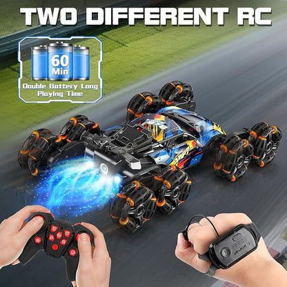 8WD Gesture Sensing RC Stunt Car Toys for Boys Age 8-12 2.4GHz Hand Controlled Remote Control Car with Light &amp Music &amp Spray Cool Christmas Birthday Present Gifts for Kids 6 7 8 9 10 11 12 Y