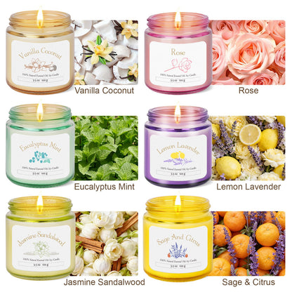 6 Pack Candles for Home Scented | Aromatherapy Candles Gift for Women,Soy Wax Long Lasting Jar Candles Gift Set for Women Christmas,Birthday,Mother's Day,Anniversary Present