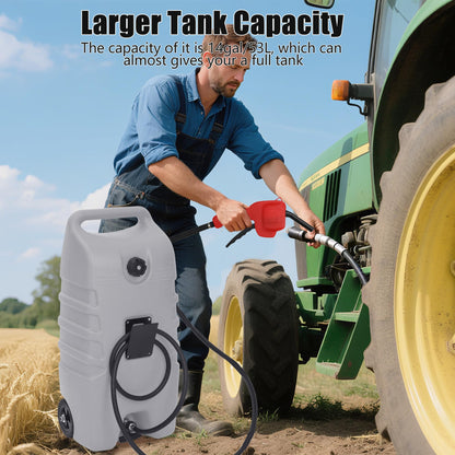 Garvee 15 gal Gas Can, Fuel Caddy with Pump, Fuel Transfer Tanks with 10 ft Delivery Hose Diesel Fuel Can for Cars, Lawn Mowers, Boats,Medium, Gray