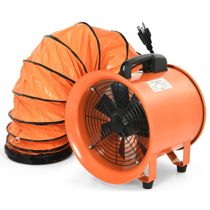 DWVO 12 Inch Utility Blower Exhaust Fan, Extractor Fans High Velocity, Portable Ventilation Fan with 16FT (5M) Ventilator Duct Hose for Industrial Use, Paint Booths, and Workshops
