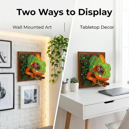 Chameleon 3D Wall Art Micro Mini Building Blocks Set Animal Mosaic Display Model for Wall or Tabletop Decor 2688 Micro Pieces with Step-by-Step Instructions Creative Gift for Teens &amp Adults