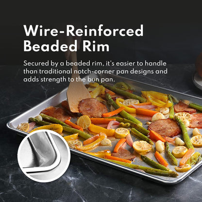 New Star Foodservice Commercial-Grade 18-Gauge Aluminum Sheet Pan/Bun Pan (9 2/3 W x6 2/3 L x1 H (1/8 size))