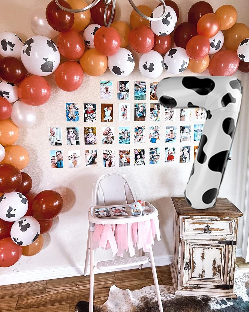 Cow Print 5 Balloon, Number Balloon 40 Inch Cow Print Party Supplies Farm Animal Balloons, 5th Birthday Balloon Decorations, 5 Number Balloons, Number 5 Balloon