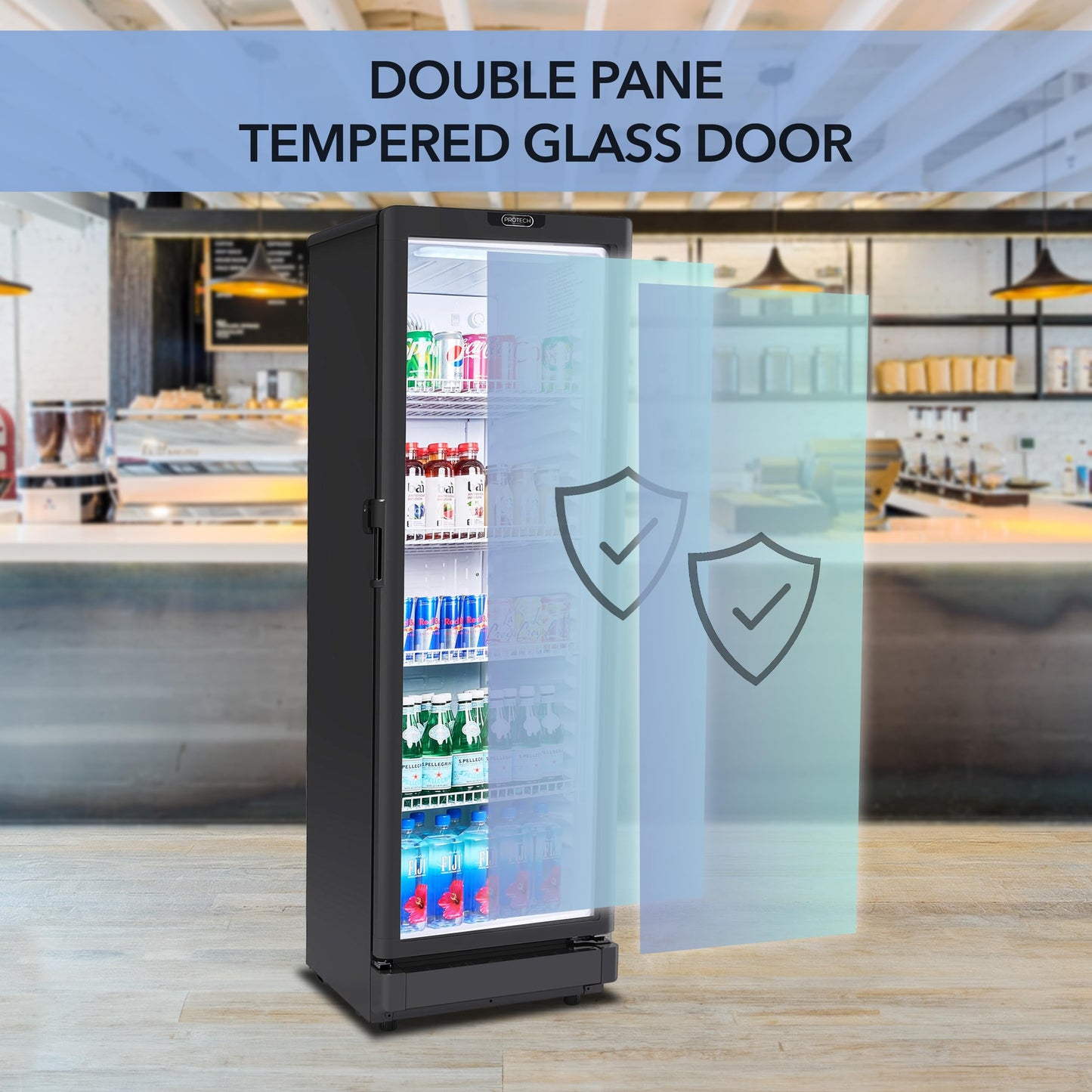 PROTECH CDM-600BW Commercial Merchandiser Refrigerator – 6.0 Cu Ft Beverage Display Cooler with ETL Sanitation Certification