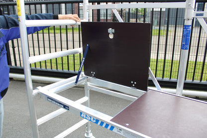 ASC Group A-Line Aluminum Scaffold Basic | Folding Tower with Hatch | 500 lbs Load Capacity | 3'2" Platform Height - 9'8" Working Height | Multipurpose Scaffolding