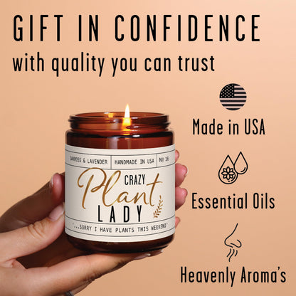 Plant Lady Gifts for Women, Soy Candle, w/Oakmoss & Amber I Plant Lady Themed Ideas I Gifts for Plant Lovers I 50Hr Burn, USA Made