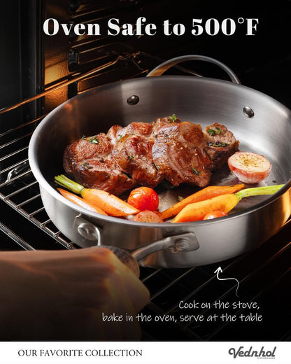 Stainless Steel Cookware Set, 8 Pcs Tir-Ply Pots and Pans Set, PFOA&PTFE Free, Dishwasher&Oven Safe, Kitchen Induction Compatible, ollas de acero inoxidable para cocinar
