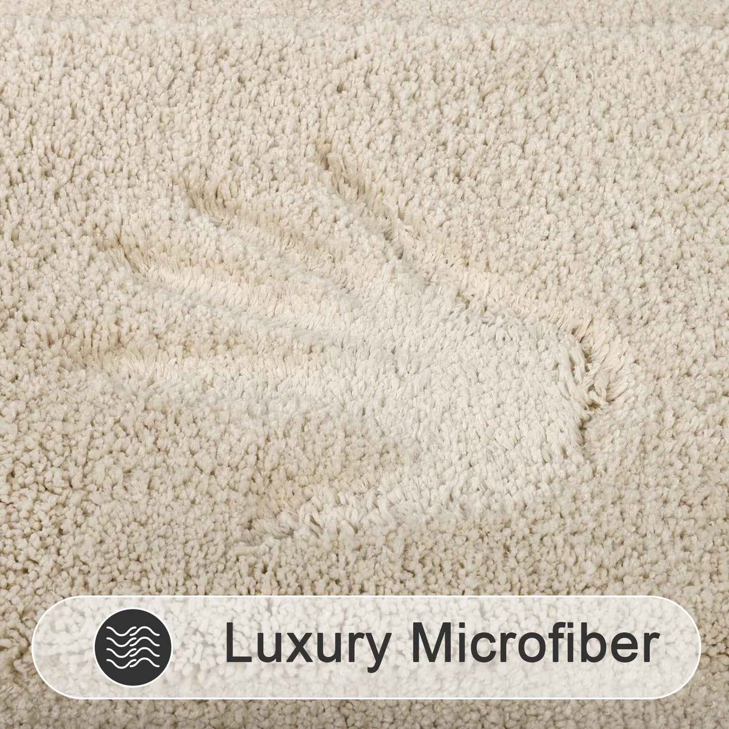 SHACOS Soft Fluffy Bathroom Runner Rugs Set of 3 Bath Mats with U Shape Toilet Rugs Non Slip Washable Bath Rugs Absorbent Bathroom Carpet for Shower Tub, Light Beige