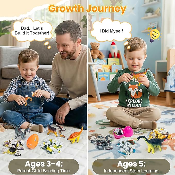 8Pcs Lifelike 3D Puzzles for KidsDinosaur Building Toys for 5 6 7 8+ Year Old Boys GirlsSlot-Assembly Building BlocksDinosaur Realistic Figures SetEducational Toys Ideal for ClassParty