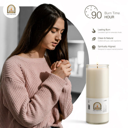 Alumenza 6 Pack Virgen de Guadalupe Candle in Glass Jar 90 Hours– Paraffin Wax, Clean Burning Unscented | Large & Tall Devotional Prayer Pillar Candles for Home, Memorial, Rituals