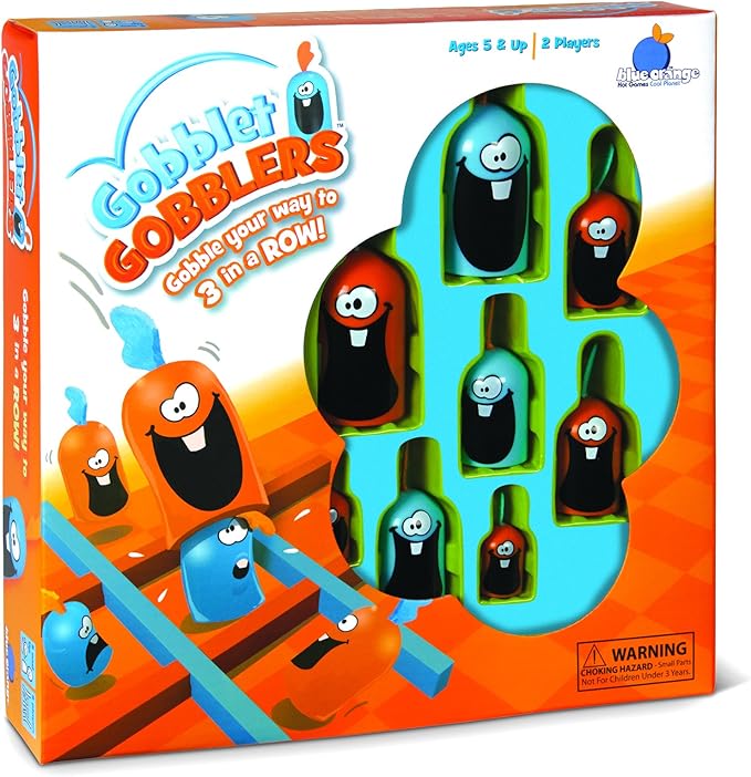 Blue Orange Gobblet Gobblers Plastic - Tic Tac Toe Strategy Game for Kids Families and Adults Educational and Award Winning