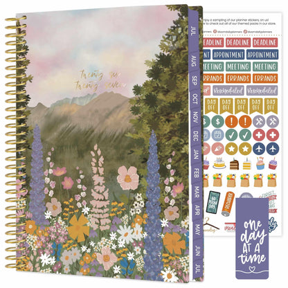 bloom daily planners 2026-2027 Planner - Academic Year (July 2026 - July 2027) Monthly & Weekly Soft Cover Planner for Women - 13 Month Agenda Book with Stickers - 5.5" x 8.25" - Wildflower Mountainside