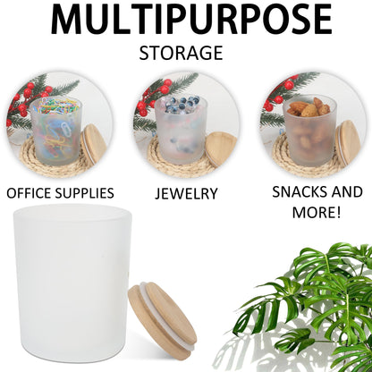 MILIVIXAY 12 Pack 10 OZ Frosted White Thick Glass Candle Jars with Lids - Bulk Empty Candle Jar for Making Candles - Spice, Powder Containers.